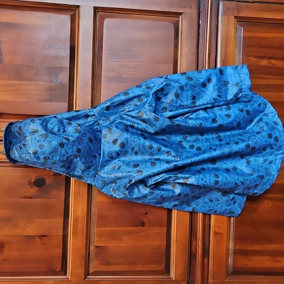 Blue Kids Rain Jacket with Orange Lining, Dinosaur Pattern, 4T - Picture 6 of 8